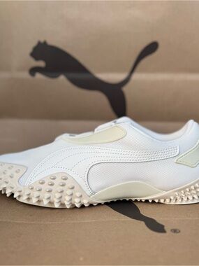 Puma White Cream Spike-Detail Low-Profile Sneaker